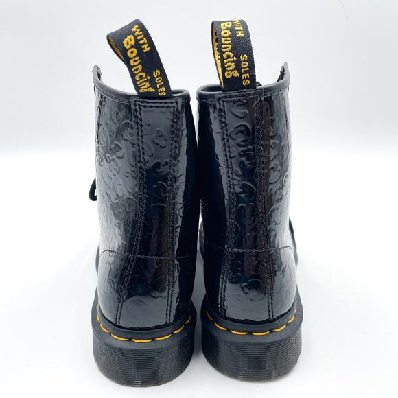 Dr Martens 1460 Boots Leopard Emboss Black Lace Up Combat Ankle Patent Sz 6 - Picture 9 of 12